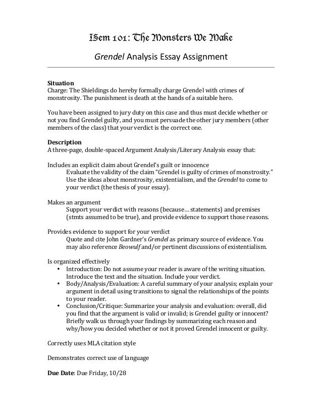 essay about grendel