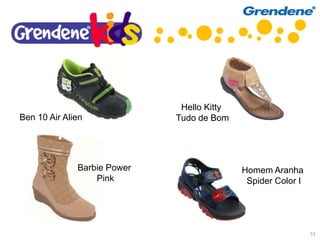 Hello Kitty
Ben 10 Air Alien             Tudo de Bom




              Barbie Power                  Homem Aranha
                  Pink                       Spider Color I




                                                              51
 