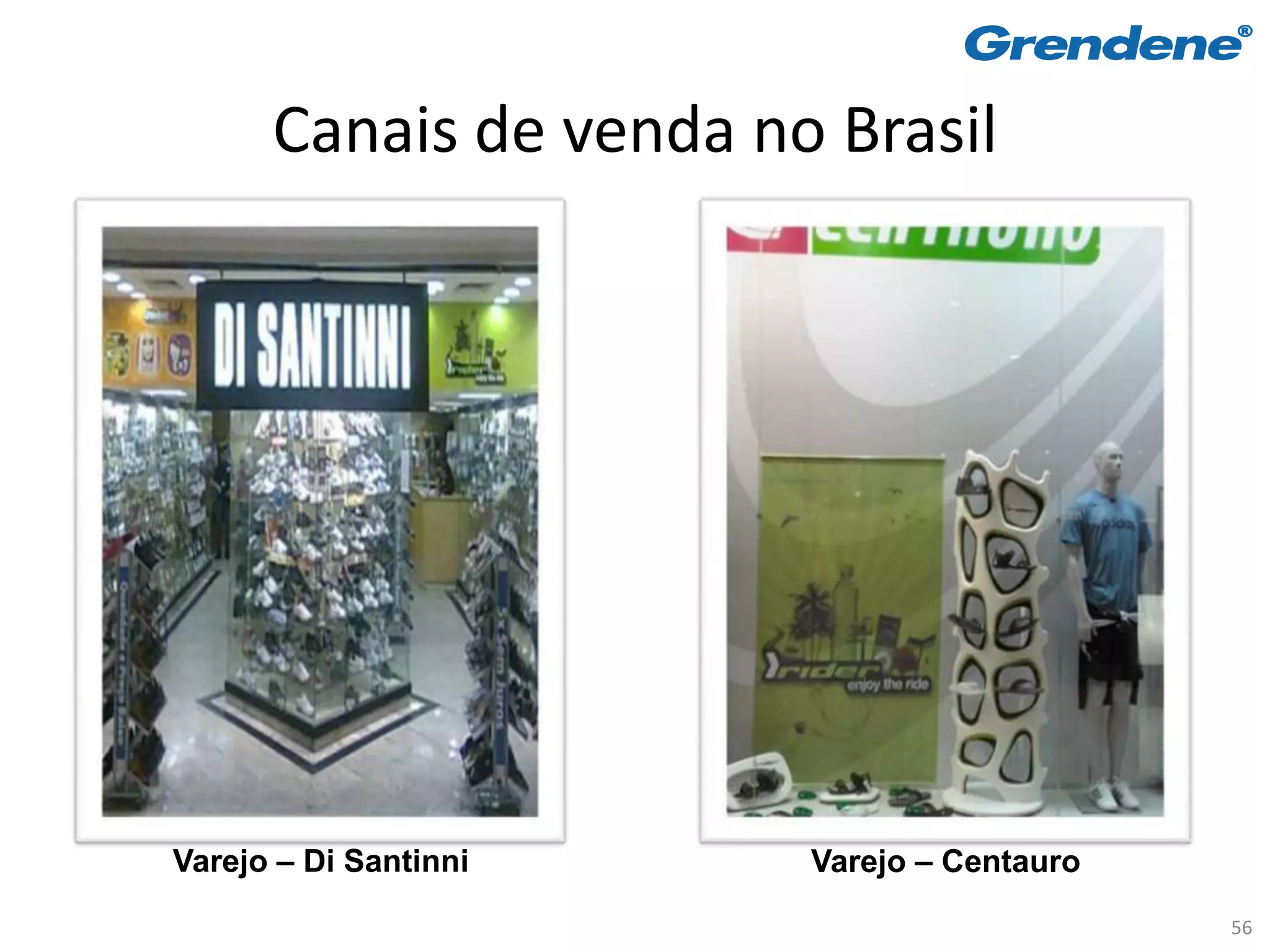 Canais de venda no Brasil




Varejo – Di Santinni    Varejo – Centauro
                                            56
 