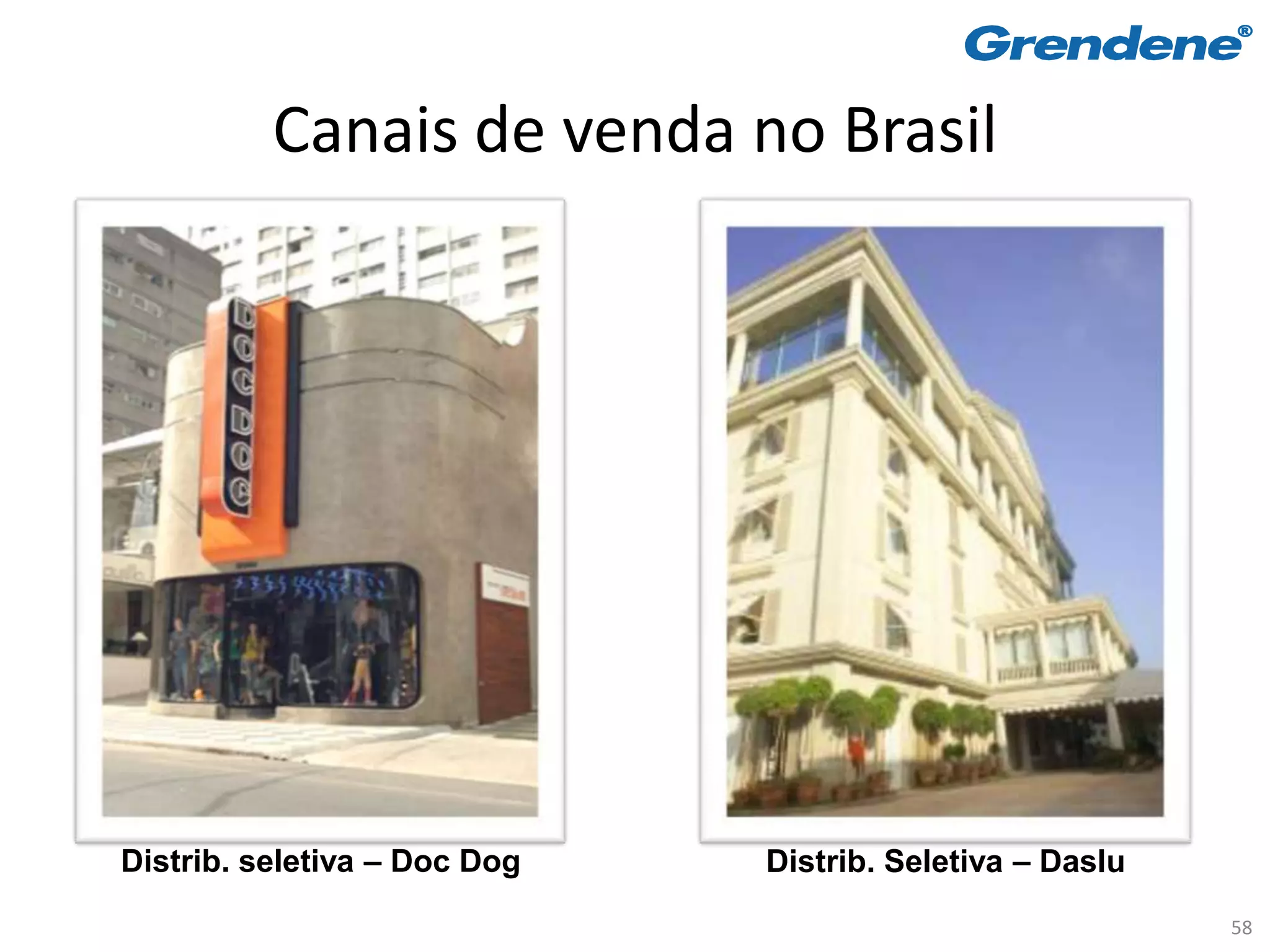 Canais de venda no Brasil




Distrib. seletiva – Doc Dog   Distrib. Seletiva – Daslu
                                                          58
 