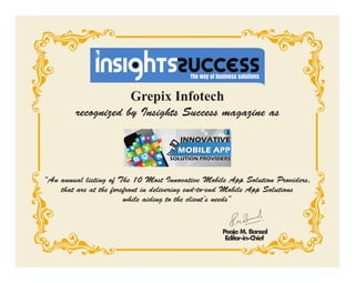 Grepixi infotech insights success certified