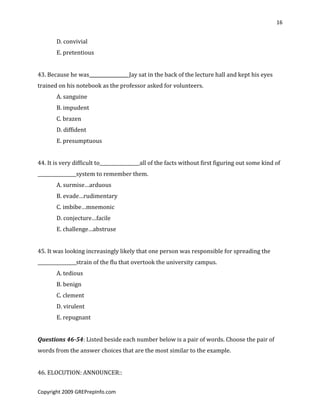 Gre practice test | PDF