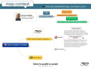 map-context             ► michel.reibel@map-context.com




              Gérer la qualité en projet
                   Michel REIBEL - 2012
 