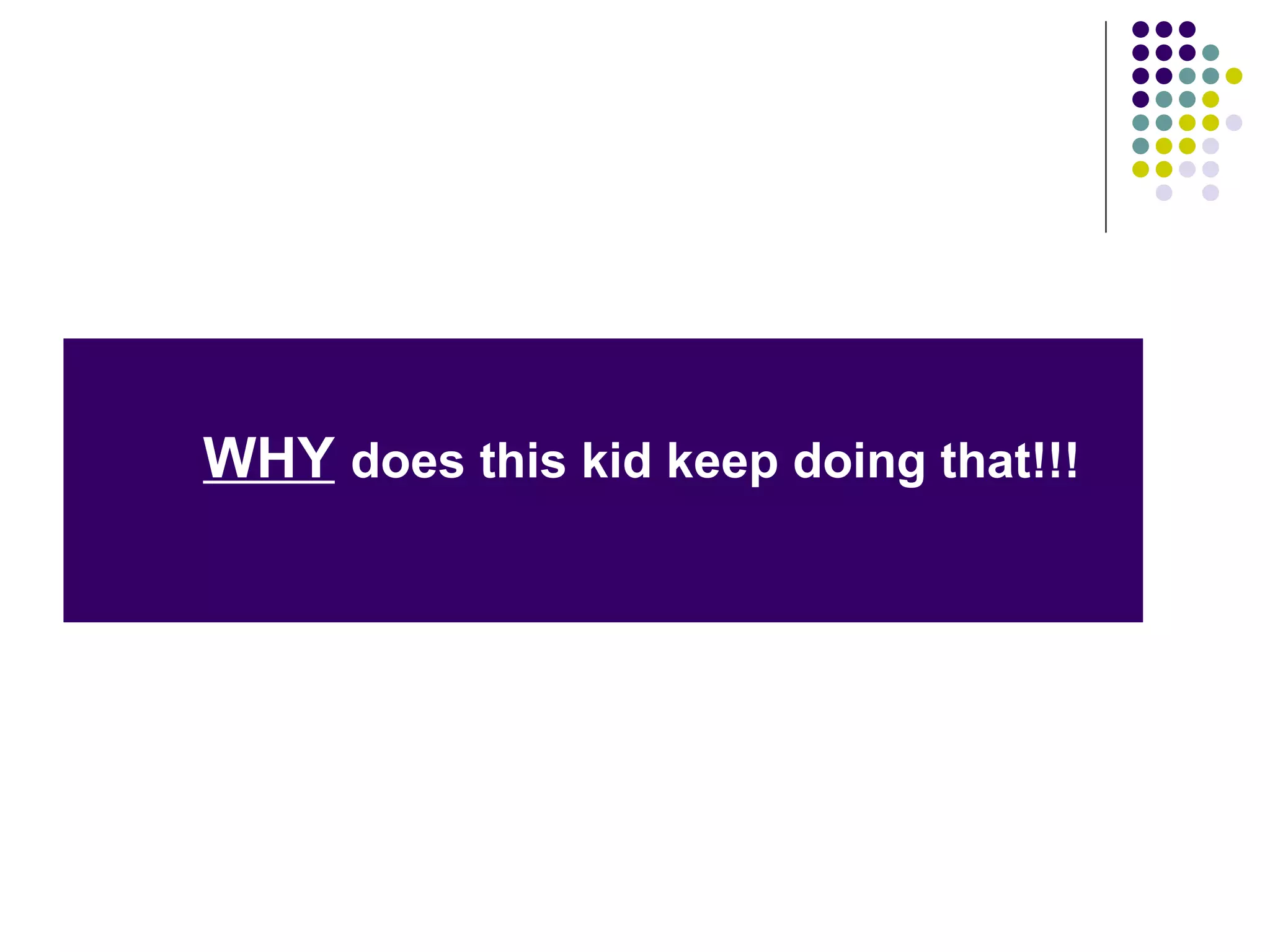 Classroom Managed Behaviors WHY   does this kid keep doing that!!! 