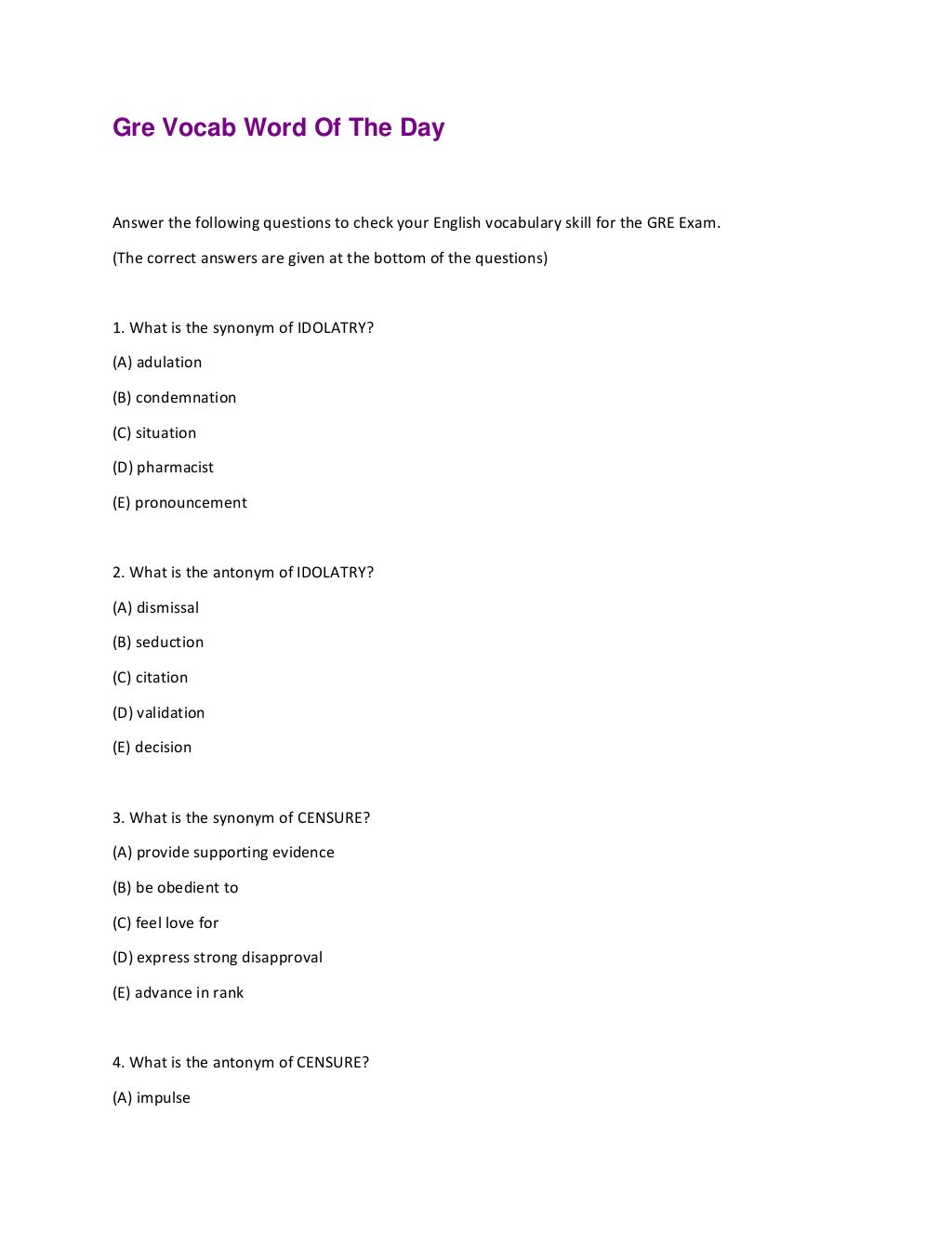 Gre Vocab Word Of The Day PDF Gre vocab word of the day pdf