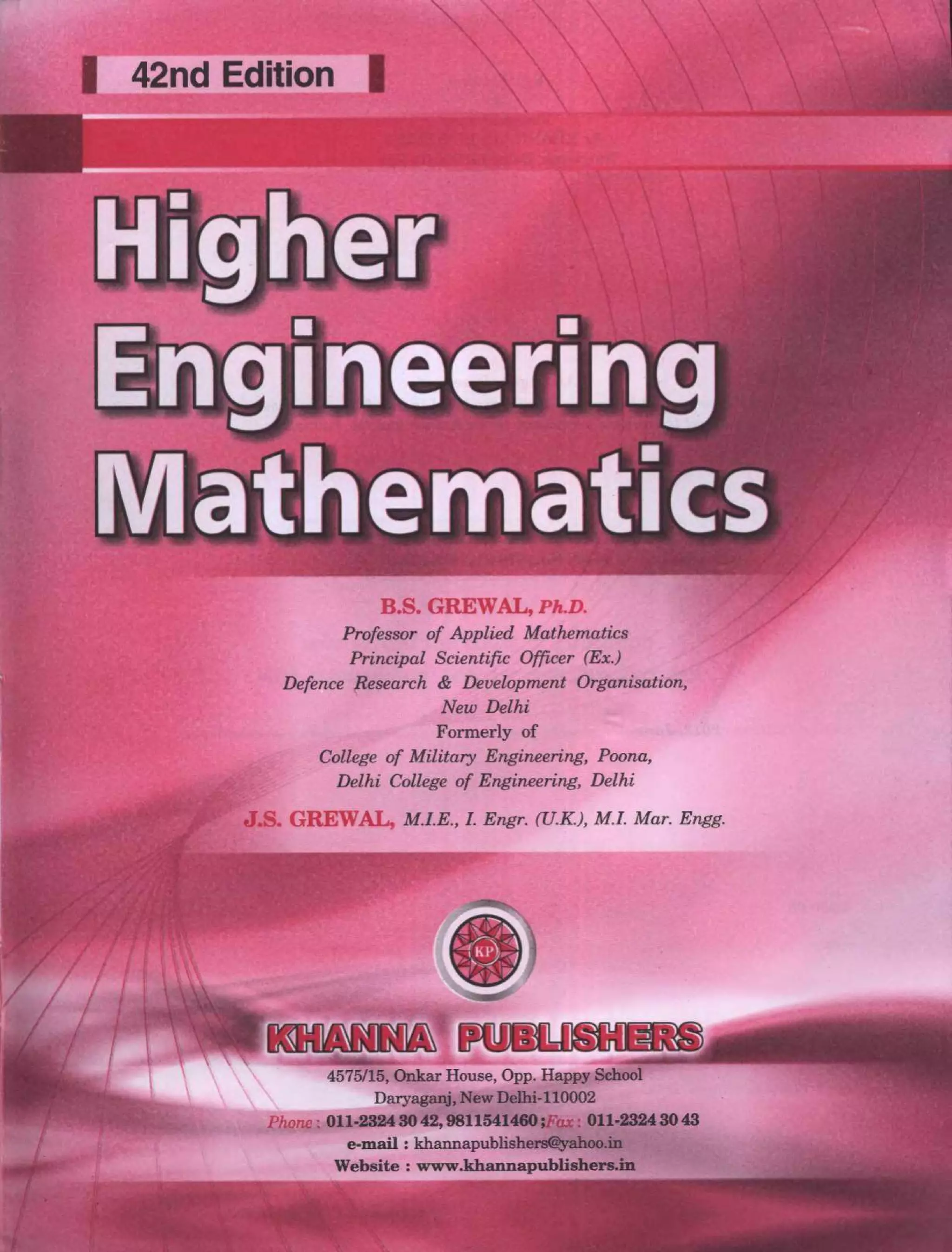  HIGHER ENGINEERING MATHEMATICS by B.S GREWAL