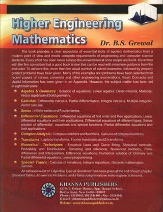  HIGHER ENGINEERING MATHEMATICS by B.S GREWAL