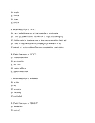 Sat Vocabulary Words Quizlet | PDF