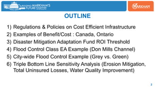 OUTLINE
1) Regulations & Policies on Cost Efficient Infrastructure
2) Examples of Benefit/Cost : Canada, Ontario
3) Disast...
