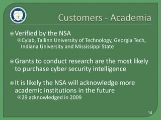  7 out of those 9 were US government agencies