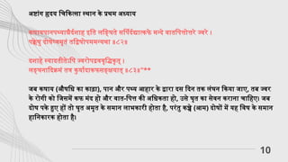 10
अष्टांग हृदय चिकित्सा स्थान के प्रथम अध्याय
कषायपानपथ्यान्नैर्दशाह इति लङ्घिते सर्पिर्दद्यात्कफे मन्दे वातपित्तोत्तरे ज्वरे ।
पक्केषु दोषेष्वमृतं तद्विषोपममन्यथा ॥८२॥
दशाहे स्यादतीतेऽपि ज्वरोपद्रववृद्धिकृत् ।
लङ्घनादिक्रमं तत्र कुर्यादाकफसङ्क्षयात् ॥८३॥"**
जब कषाय (औषधि का काढ़ा), पान और पथ्य आहार के द्वारा दस दिन तक लंघन किया जाए, तब ज्वर
के रोगी को जिसमें कफ मंद हो और वात-पित्त की अधिकता हो, उसे घृत का सेवन कराना चाहिए। जब
दोष पके हुए हों तो घृत अमृत के समान लाभकारी होता है, परंतु कच्चे (आम) दोषों में यह विष के समान
हानिकारक होता है।
 