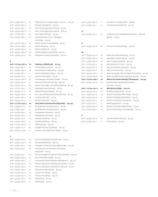 30
978-1-55365-282-3
978-1-55054-980-5
978-1-55054-748-1
978-1-55054-660-6
978-1-77164-067-1
978-1-55365-288-5
978-1-55054-799-3
978-1-77100-268-4
978-1-55365-529-9
978-1-55054-749-8
978-1-55365-337-0
S
978-1-77164-082-4
978-1-55365-166-6
978-1-55365-065-2
978-1-55365-880-1
978-1-55365-163-5
978-1-55054-976-8
978-1-55054-730-6
978-1-55054-510-4
978-1-77100-032-1
978-1-55365-217-5
978-1-55365-508-4
978-1-55365-796-5
978-1-55365-503-9
978-1-77164-049-7
978-1-55365-577-0
978-1-55365-343-1
978-1-55365-805-4
978-1-55365-387-5
978-1-55365-527-5
978-1-55365-236-6
978-1-77100-440-4
978-1-55365-127-7
978-1-55054-174-8
T
978-1-55365-303-5
978-1-55365-555-8
978-1-55365-437-7
978-1-55365-453-7
978-1-55365-525-1
978-1-55365-064-5
978-1-55365-392-9
978-1-55365-532-9
978-1-55365-329-5
978-1-55365-298-4
978-1-55365-803-0
978-1-55365-474-2
978-1-55365-126-0
978-1-55365-016-4
pa
cl
pa
cl
pa
pa
pa
pa
cl
pa
pa
pa
pa
pa
cl
pa
pa
cl
pa
pa
pa
pa
pa
cl
pa
pa
cl
pa
cl
pa
cl
cl
pa
cl
pa
pa
pa
pa
pa
pa
cl
pa
cl
pa
pa
cl
pa
cl
Reflections on a Hockey Season (nhlpa) $27.95
Risking It All (Ingram) $32.95
River of the Angry Moon (Hume) $17.95
River of the Angry Moon (Hume) $26.95
Road Taken (McLean) $22.95
Roadside Nature Tours - Okanagan
(Cannings) $24.95
Rockin’ Hockey Trivia (Weekes) $8.95
Roll On (Manson) $12.95
Roll On (Lightburn) $19.95
Romancing Mary Jane (Poole) $22.95
Rowboat in a Hurricane (Angus) $22.00
Saboteurs (Nikiforuk) $21.95
Sacred Balance (Suzuki) $22.95
Sacred Balance (DeCambra) $34.95
Sacred Headwaters (Davis) $50.00
Salmon Forest (Ellis) $10.95
Sea Kayaking, 5th Edition (Dowd) $24.95
Seasons of the Arctic (Brody) $45.00
Secret Lives of Sgt. John Wilson (Simmie) $21.95
Seeking Sickness (Cassels) $18.95
Selling Sickness (Cassels) $22.95
Sex, Lies, and Pharmaceuticals (Mintzes) $21.95
Simpsons (Ortved) $17.95
Simpsons (Ortved) $34.95
Slow Road to Brownsville (Reynolds) $24.95
Small Beneath the Sky (Crozier) $18.95
Small Beneath the Sky (Crozier) $28.95
Smiling Bears (Poulsen) $19.95
Smiling Bears (Poulsen) $29.95
Snakebit (Anthony) $22.95
Snakebit (Anthony) $29.95
SPARK (Wong) $50.00
Straight from the Top (Milton) $24.95
Summer of the Mad Monk (Taylor) $16.95
Tale of a Great White Fish (de Vries) $12.95
Tar Sands (Nikiforuk) $20.00
Teenagers: A Natural History (Bainbridge) $22.00
Ten Questions You Must Ask Your Doctor
(Moynihan) $19.95
Ten Technologies to Save the Planet (Goodall) $22.95
Test of Will (Macdonald) $22.95
The Armchair Book of Gardens (Billinghurst) $35.00
There’s a Barnyard in My Bedroom (Suzuki) $12.95
There’s a Barnyard in My Bedroom (Suzuki) $12.95
Thousand Dreams (Boyd) $24.95
Trauma Farm (Brett) $19.95
Trauma Farm (Brett) $35.00
Tree (Grady) $18.95
Tree (Grady) $28.00
978-1-55365-657-9
978-1-55365-129-1
U
978-1-55365-122-2
V
978-1-55365-470-4
W
978-1-55365-845-0
978-1-55365-219-9
978-1-55365-340-0
978-1-77100-431-2
978-1-55365-417-9
978-1-55365-164-2
978-1-55365-240-3
978-1-55054-995-9
978-1-77164-096-1
978-1-55365-447-6
978-1-77164-031-2
978-1-55054-223-3
978-1-55365-530-5
978-1-55365-305-9
978-1-55365-193-2
978-1-55054-175-5
978-1-55365-540-4
978-1-55365-484-1
Y
978-1-55365-476-6
978-1-55365-945-7
cl
cl
pa
pa
pa
pa
pa
pa
pa
pa
pa
pa
pa
pa
cl
pa
pa
cl
pa
cl
pa
pa
pa
cl
Triumph on Ice (Riley Senft) $39.95
True Pleasures (Holdforth) $32.95
Unofficial Guide to Basketball’s Nastiest… Records	
(Banks) $15.95
Vancouver Wild (Cannings) $35.00
Walk Like a Man (Wiersema) $21.95
Walking for Fitness (Caron) $19.95
War in Country (Pawlick) $24.95
War on Science (Turner) $19.95
Way of a Gardener (Kennedy) $22.95
Way Out There (Little) $24.95
What the Psychic Told the Pilgrim (Christmas) $21.95
When the Wild Comes Leaping Up (Suzuki) $22.95
Where Do Camels Belong? (Thompson) $19.95
Whistler Book, Revised and Updated
(Christie) $24.95
Who We Are (May) $30.00
Winners (Lang Collura) $11.95
Wisdom of Donkeys (Merrifield) $18.95
Wisdom of Donkeys (Merrifield) $22.95
Wisdom of the Elders (Knudtson) $24.95
Wolf Songs (Busch) $14.99
Woman in the Polar Night (Ritter) $19.95
World Class Hockey Trivia (Weekes) $12.95
You Are the Earth (Suzuki) $22.95
Yukon (Earle) $50.00
 