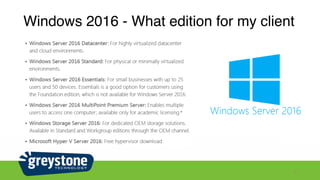 Windows 2016 - What edition for my client
4
 