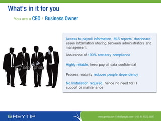 www.greytip.com | info@greytip.com | +91 80 4022 5900
What’s in it for you
You are a CEO / Business Owner
 