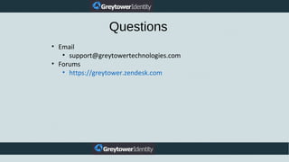 • Email
• support@greytowertechnologies.com
• Forums
• https://greytower.zendesk.com
Questions
 