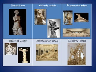Sinkretismoa Atika-ko eskola Pergamo-ko eskola 
Rodas-ko eskola Alejandria-ko eskola Tralles-ko eskola 
 
