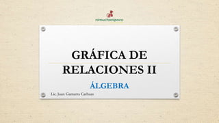 GRÁFICA DE
RELACIONES II
ÁLGEBRA
Lic. Juan Gamarra Carhuas
 