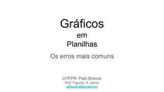 Gráficos
em
Planilhas
Os erros mais comuns
UTFPR- Pato Branco
Prof. Figueira, S. Jalves
jalfigueira@gmail.com
 