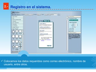 Colocamos los datos requeridos como correo electrónico, nombre de usuario, entre otros. 2.- Registro en el sistema. 