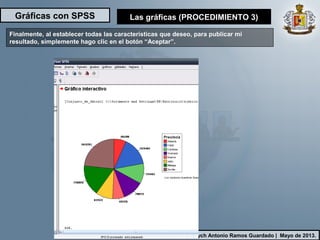 Gráficas con SPSS
Ilych Antonio Ramos Guardado | Mayo de 2013.
Finalmente, al establecer todas las características que deseo, para publicar mi
resultado, simplemente hago clic en el botón “Aceptar”.
Las gráficas (PROCEDIMIENTO 3)
 