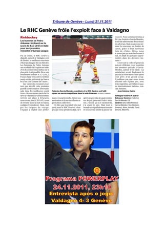 Tribune de Genève - Lundi 21.11.2011
 