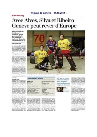 Tribune de Genève – 14.10.2011 :
 