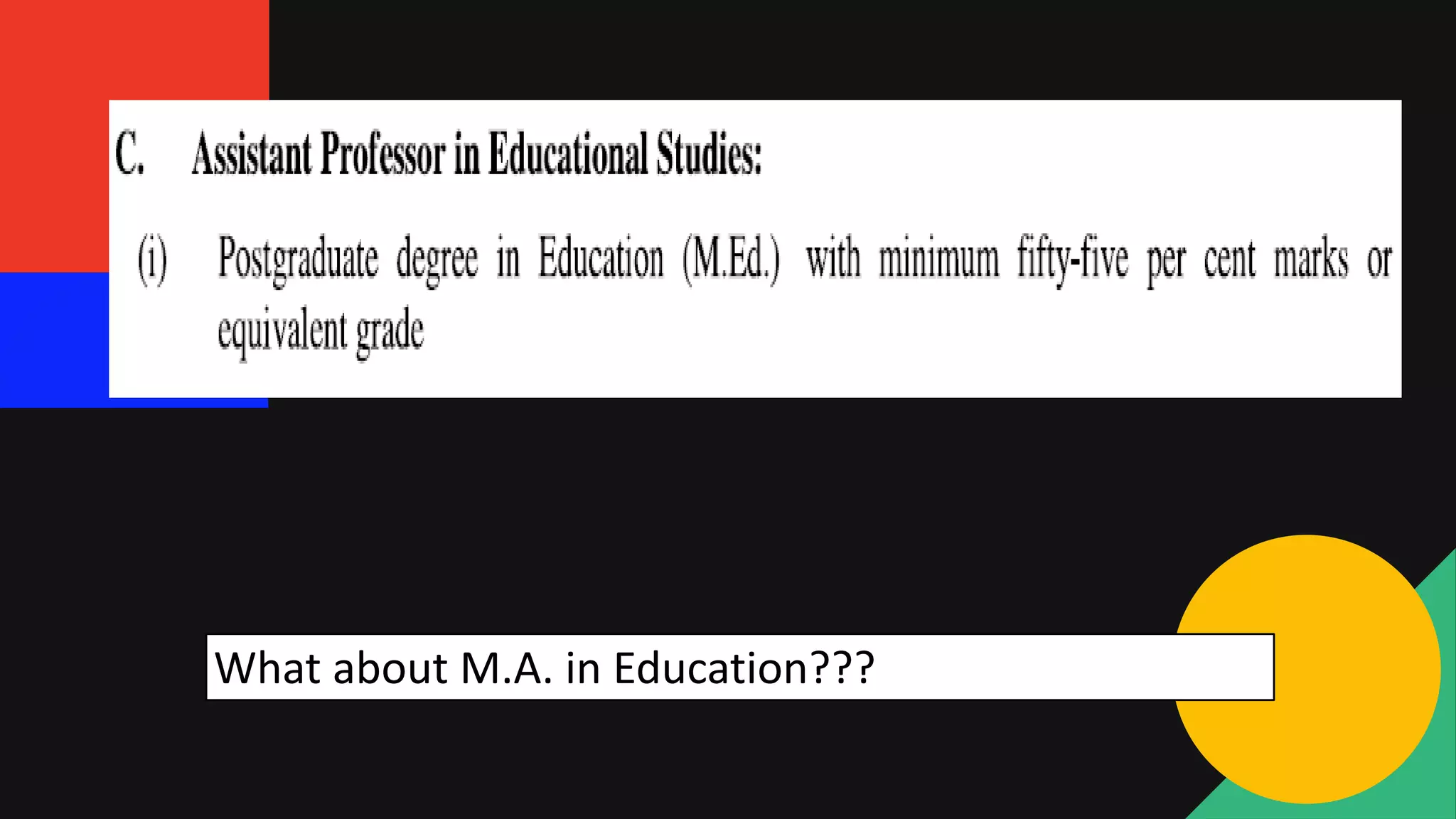 What about M.A. in Education???
 