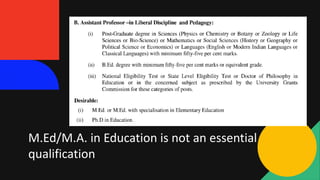 M.Ed/M.A. in Education is not an essential
qualification
 
