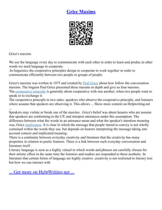 Grice Maxims | PDF