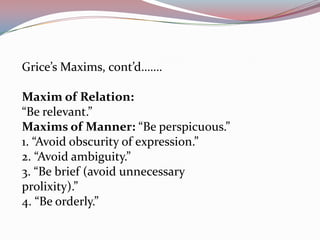 Grice maxims and implicature in waiting for godot | PPTX