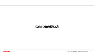 11© 2018 Toshiba Digital Solutions Corporation
GridDBの使い方
 