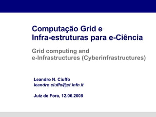 Computação Grid e  Infra-estruturas para e-Ciência Grid computing and  e-Infrastructures ( Cyberinfrastructures) Leandro N. Ciuffo [email_address] Juiz de Fora, 12.06.2008 