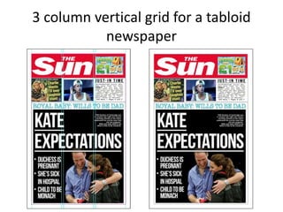 3 column vertical grid for a tabloid
newspaper
 
