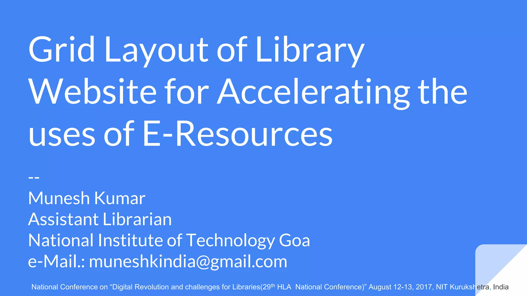 Grid layout of library website for accelerating the uses of e-resources ...