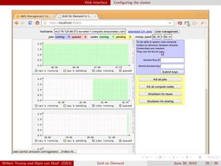 Web Interface   Conﬁguring the cluster




Willem Toorop and Alain van Hoof (OS3)          Grid on Demand                    June 30, 2010   20 / 39
 