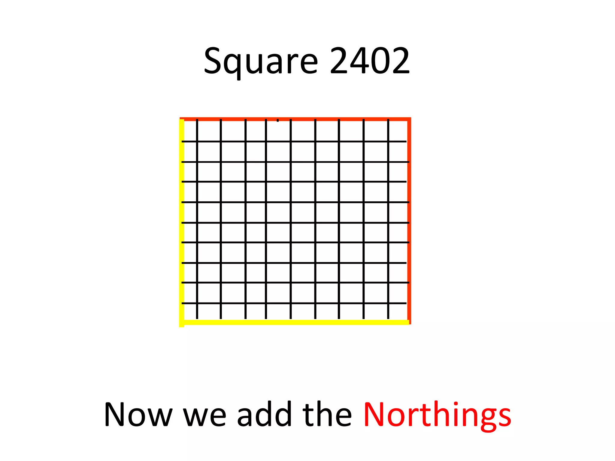 Square 2402
Now we add the Northings
 