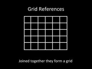Grid References
Joined together they form a grid
 
