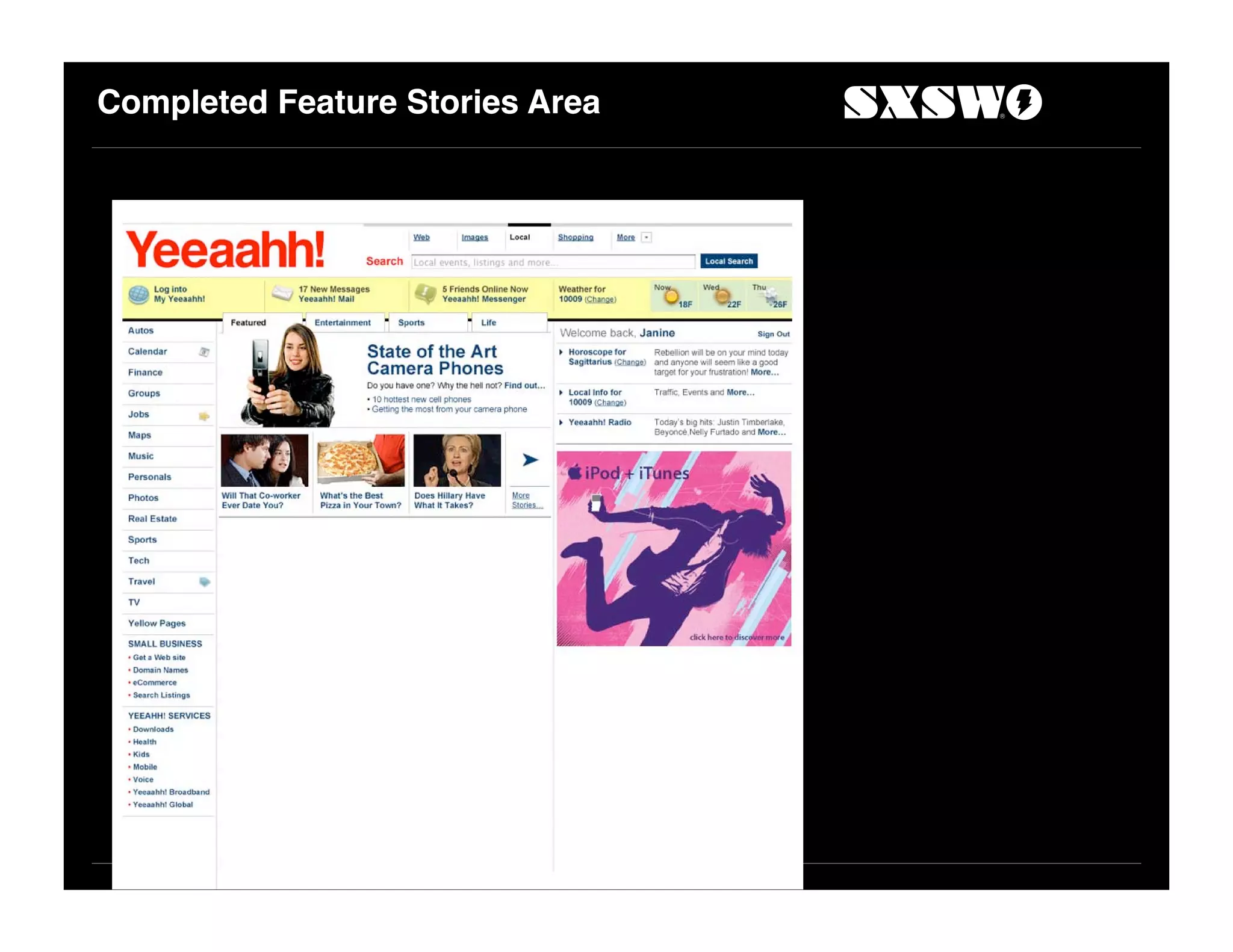 Completed Feature Stories Area
 