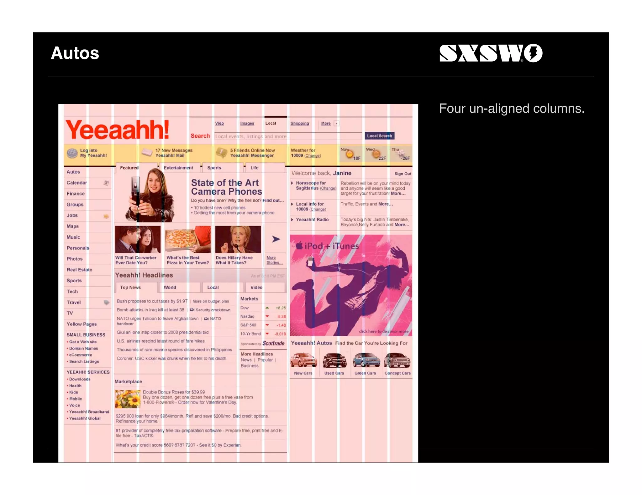 Autos
Four un-aligned columns.
 