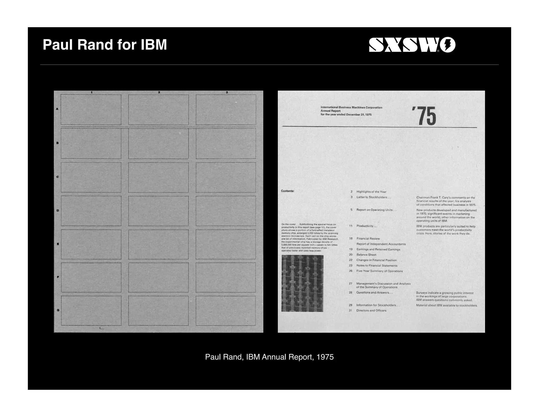 Paul Rand for IBM
Paul Rand, IBM Annual Report, 1975
 