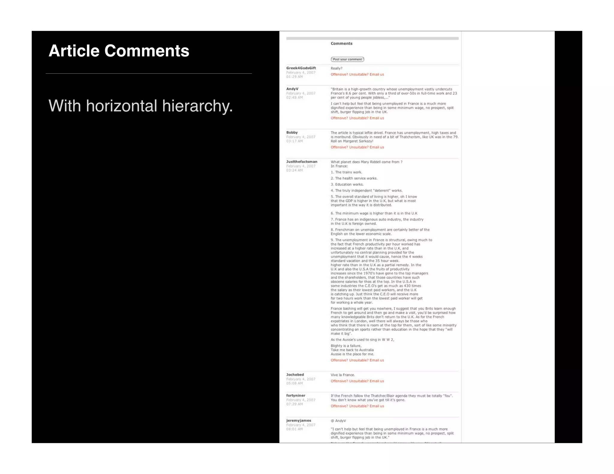 Article Comments
With horizontal hierarchy.
 
