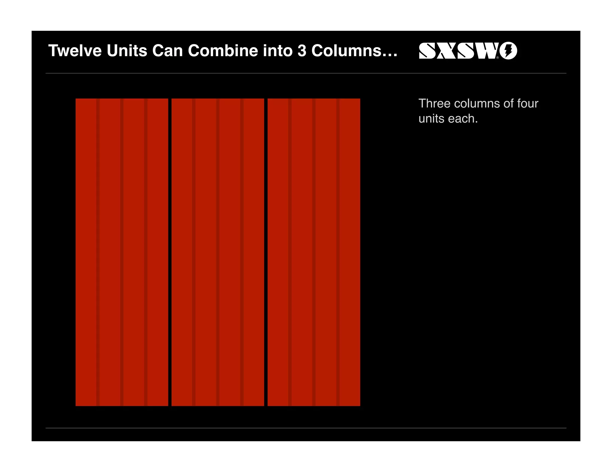 Twelve Units Can Combine into 3 Columns…
Three columns of four
units each.
 