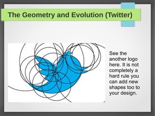 The Geometry and Evolution (Twitter)
See the
another logo
here. It is not
completely a
hard rule you
can add new
shapes to...