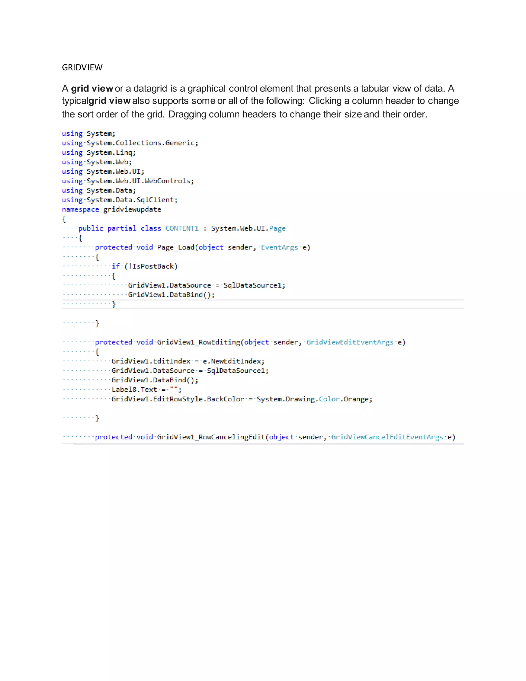 VISUAL PROGRAMING GRIDVIEW | PDF
