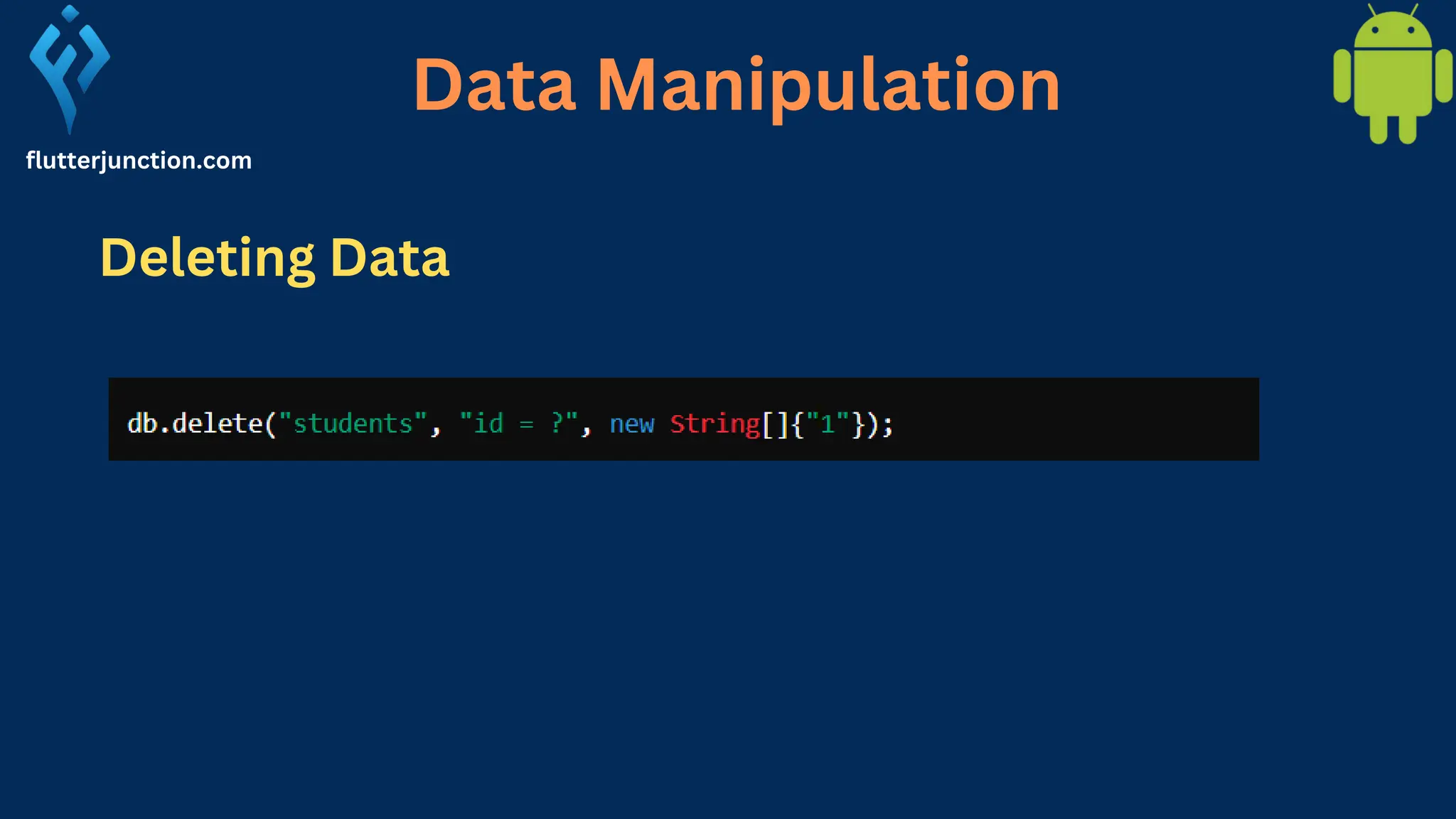 Data Manipulation flutterjunction.com Deleting Data 