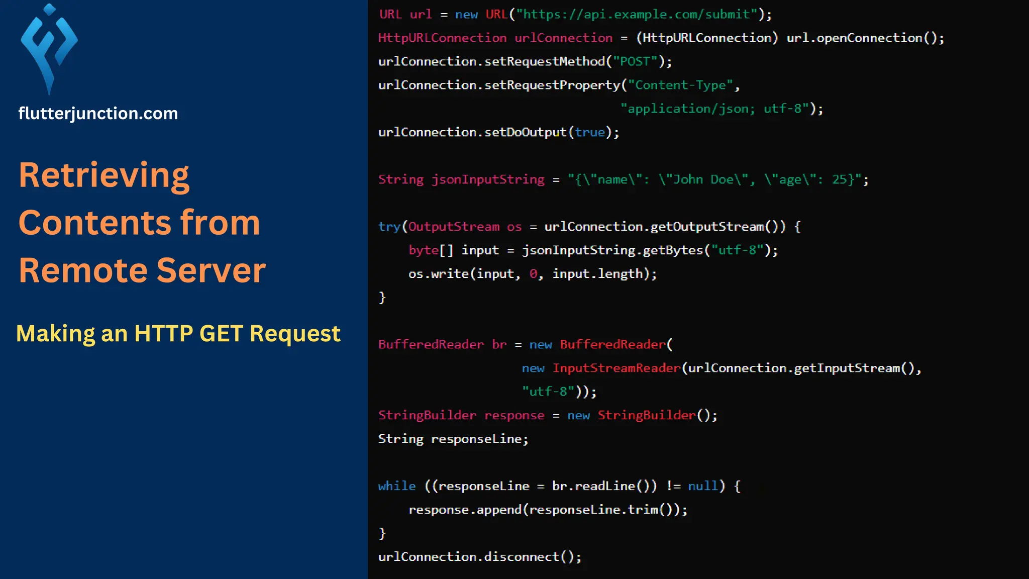 flutterjunction.com Retrieving Contents from Remote Server Making an HTTP GET Request 