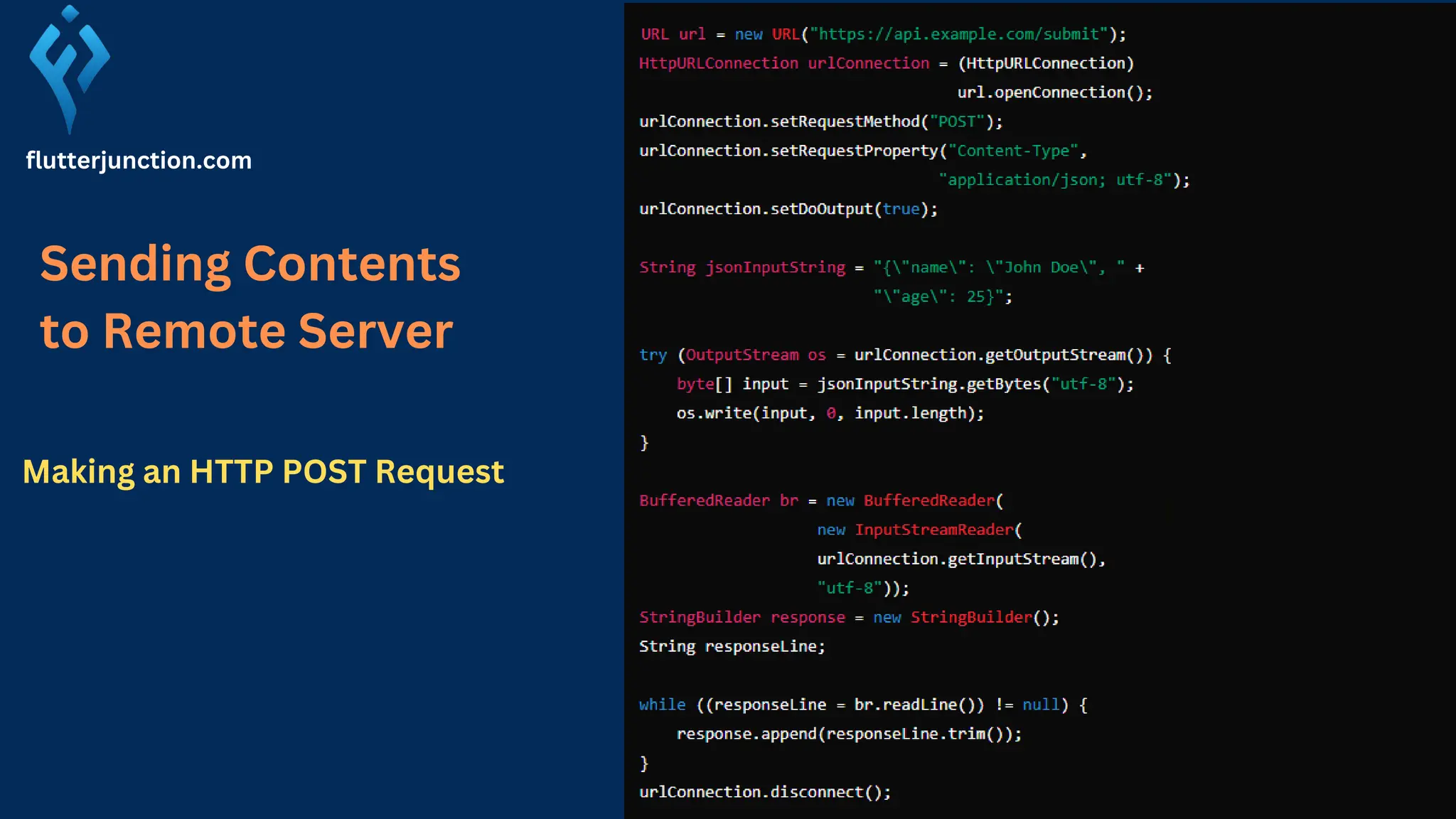 flutterjunction.com Sending Contents to Remote Server Making an HTTP POST Request 