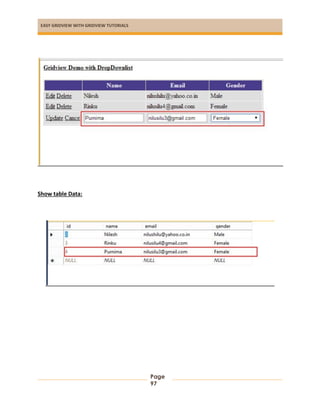 EASY GRIDVIEW WITH GRIDVIEW TUTORIALS
Page
97
Show table Data:
 