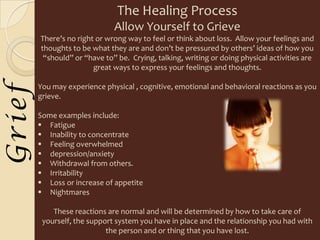 Denial Shock and DisbeliefThis  is a typical first reaction after a loss.  It is nature’s way of protecting you from the impact of the loss for awhile.You may:    Have trouble believing the loss is real