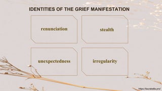 IDENTITIES OF THE GRIEF MANIFESTATION
renunciation stealth
unexpectedness irregularity
https://laurabella.pro/
 